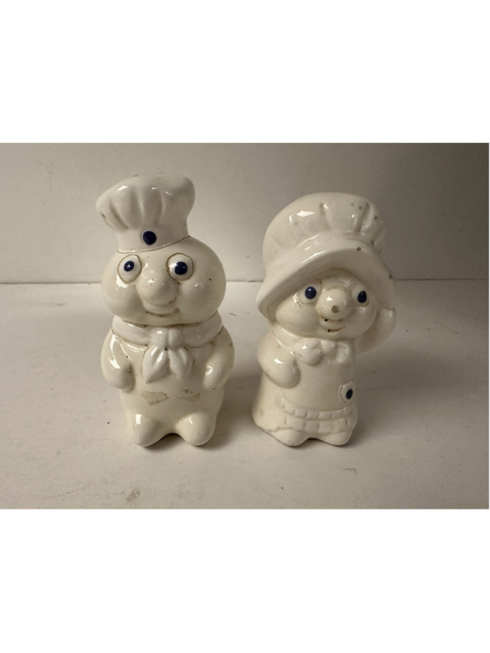 Vintage 1988 Pillsbury Doughboy Poppie Fresh Ceramic Salt Pepper Shakers Set